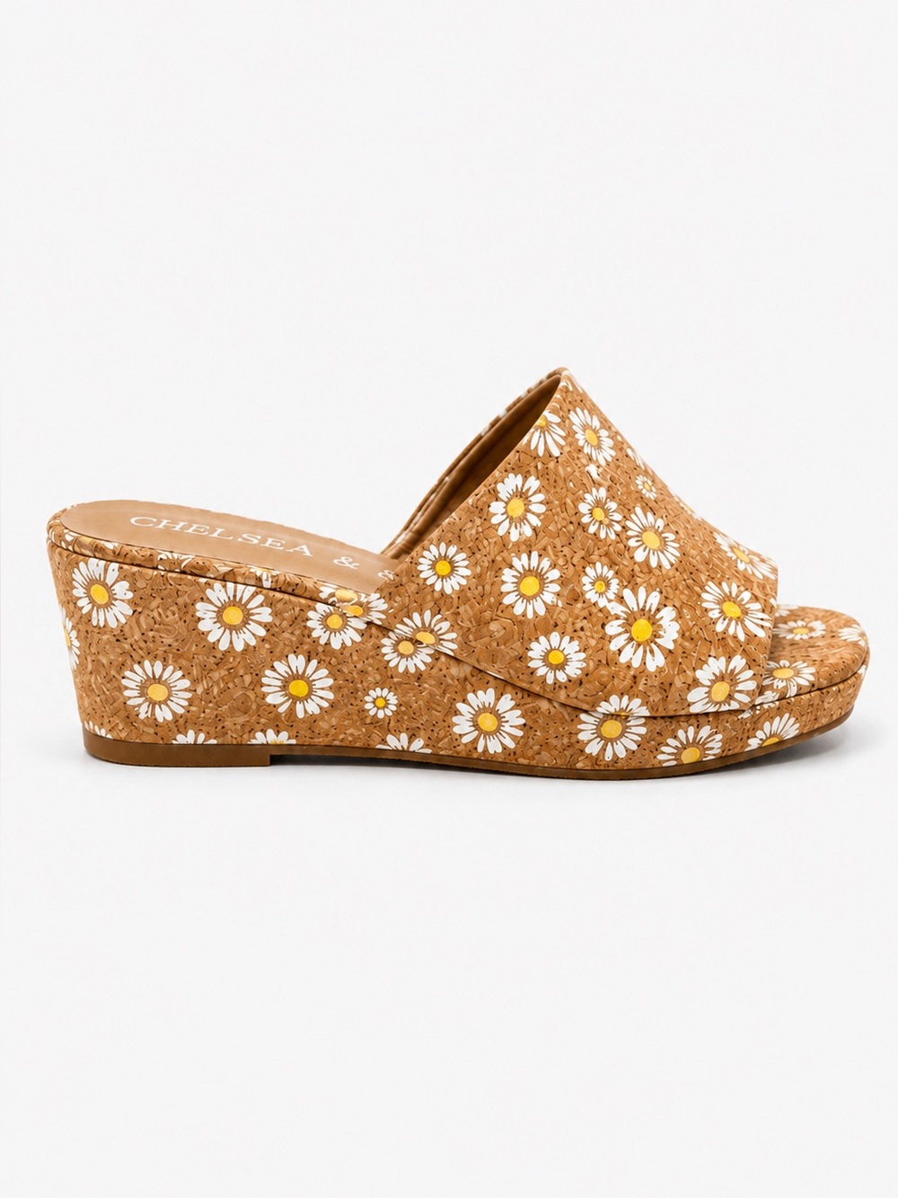 NEW Chelsea & Violet Daisy Cork Wedge Chunky Open Toe Mule Women’s Size 7